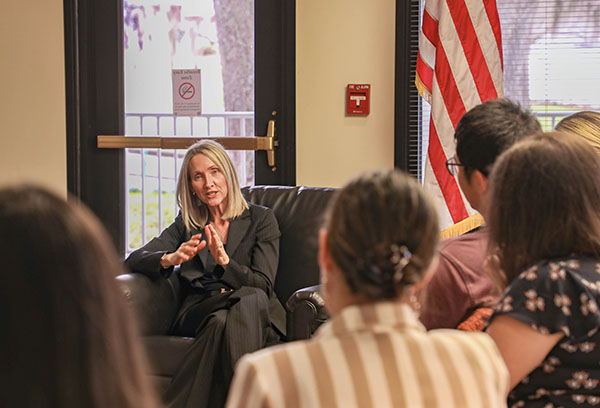Judge Wendy Berger visits with students