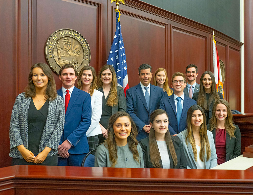 2019-20 Legislative Interns with Florida House Speaker José Oliva