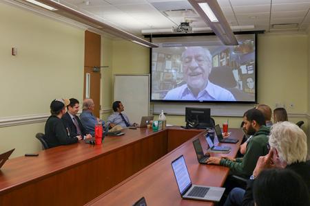 Alan Dershowitz speaks to students in FSU Law's Civil Liberties in the Digital Age class.